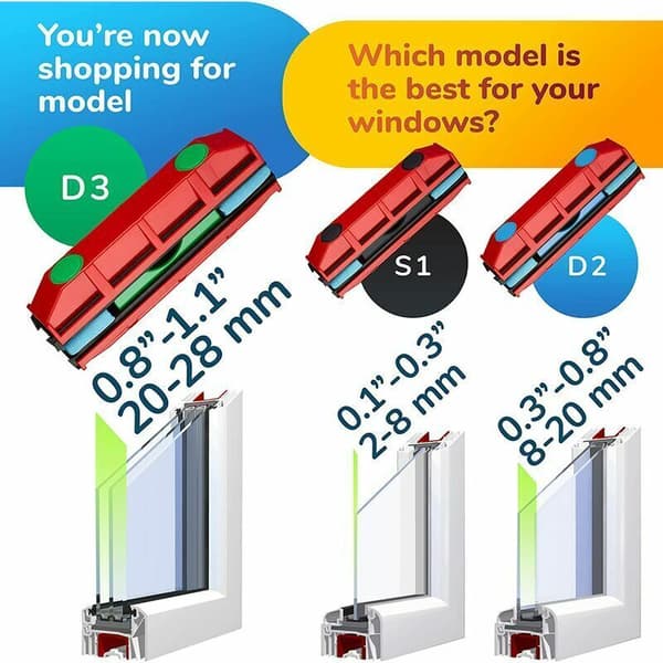 Magnetisk vinduespudser D-3 til termoruder fra 20 til 28 mm