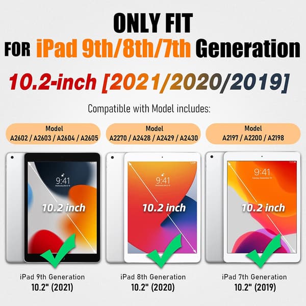 Suitable for iPad 9th/8th/7th Generation 10.2-inch Protective Case, Anti-drop Protective Case, with Pen Holder and Card Slot Blue Blue