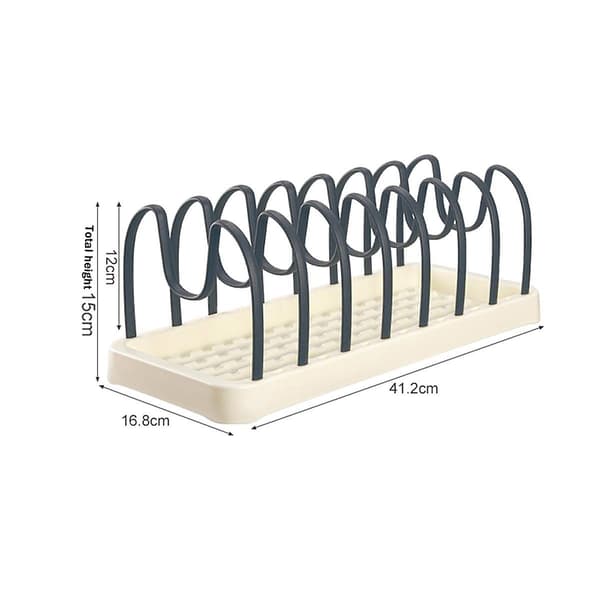 Pot and Pan Organizer for Cabinets, Kitchen Countertop Lid Holder with Adjustable Plug-in Dividers