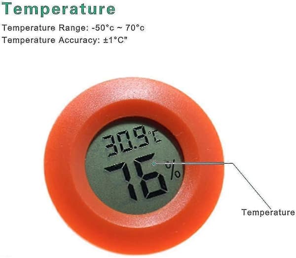 Mini Praktisk Digital Rund Termometer Hygrometer Romtemperatur