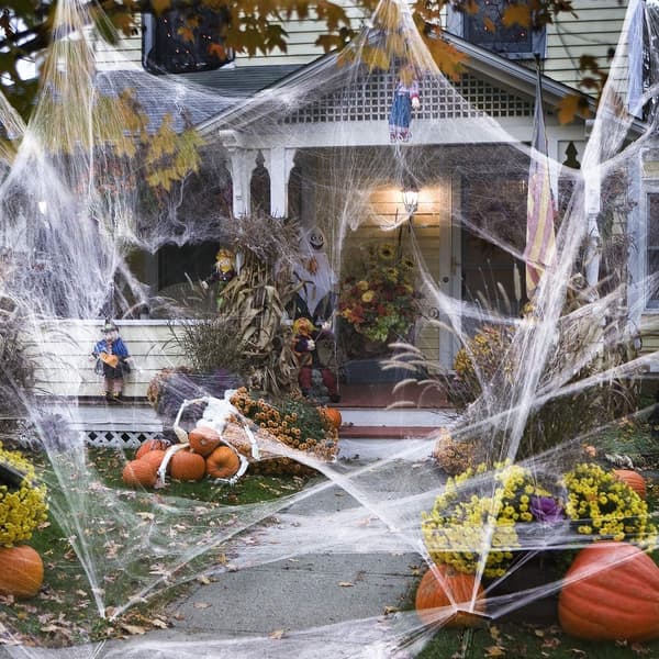 200g Halloween-dekorasjon lysende edderkoppnett bomull lysende edderkopp