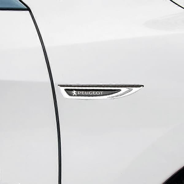 2 stk metallbilsideklistremerke Peugeot