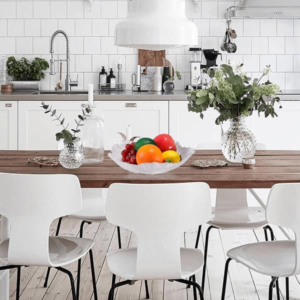 Frugtskål i glas Kreative frugtskåle Køkkenfrugtskål - Perlehvid blomsterform Dekorativ frugtservering