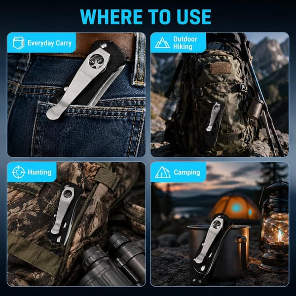 Titanium dyp bæreklips kompatibel med Spyderco -