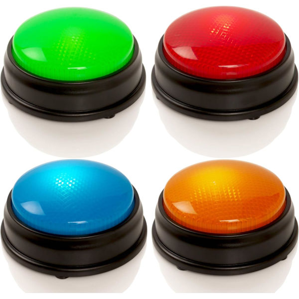 Quiz Buzzers - Sæt med 4 lys- og lydbuzzere til quizspil