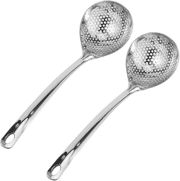 Slotted Spoon, Stainless Steel Hot Pot Strainer, 2-Pack, Long Handle Cooking Spoons, Kitchen Utensil