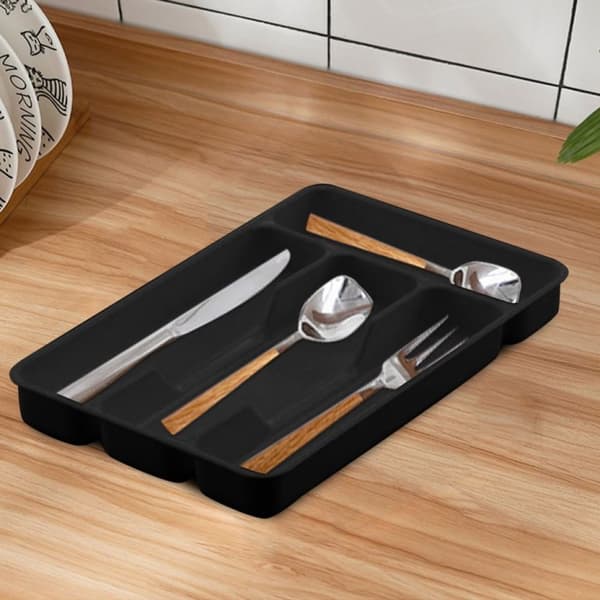 Cutlery Tray for Kitchen Drawer, Cutlery Organizer with Expandable Design, Adjustable Dividers, Smooth Finish, Stain-Resistant Storage Solution