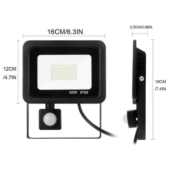 LED Spotlight - ZVD - 30W - PIR Rörelsesensor - 6000K - Energibesparande [Ho]