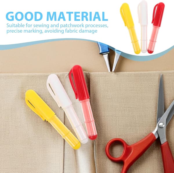 3-pack Refillable Sewing Chalk for Fabric with Replaceable Leads and Protective Cap