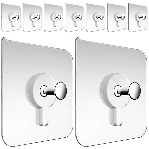 Wall Hooks without Nails Self-Adhesive Picture Hooks for Bedroom 20 Pcs Transparent