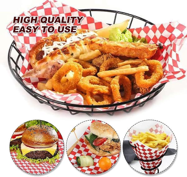 Vaxpapper, 100 st Mat Hamburger Inslagspapper Fettbeständigt Papper för Fish and Chips Hamburger Smörgås Inslagspapper Rött Tryck