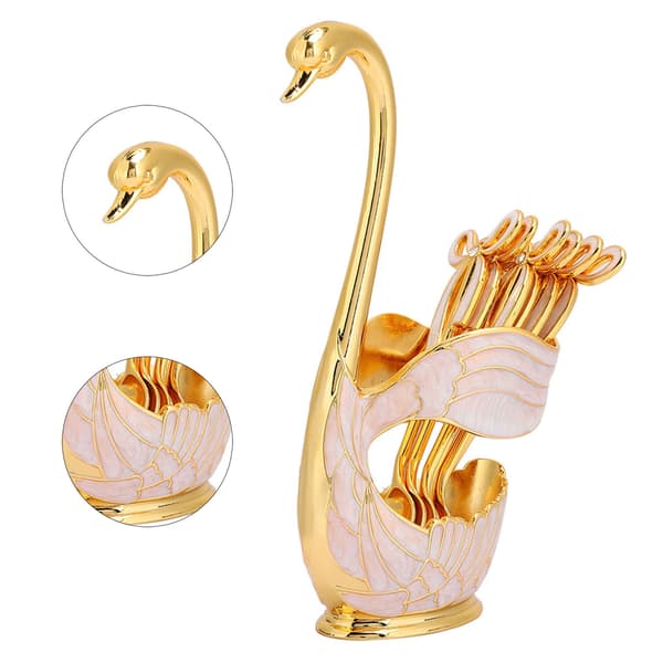 Coffee Dessert Spoon Set European Style Elegant Swan Fruit Spoon Holder Decorative Tableware Gold
