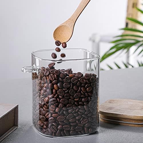 Glasbeholder til mad, kaffebønner, kagedåse med forseglet låg og ske 25oz - 25oz