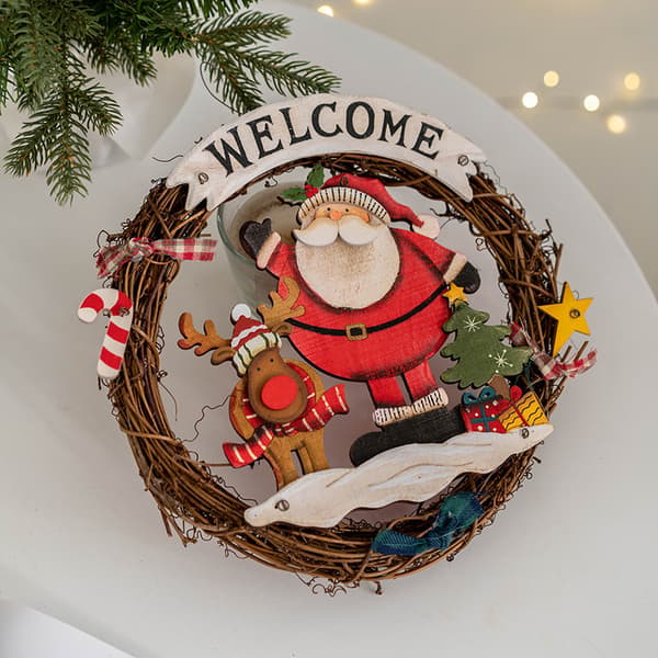Vevd julekrans 25 cm, velkomstkrans for eldre, velkommen