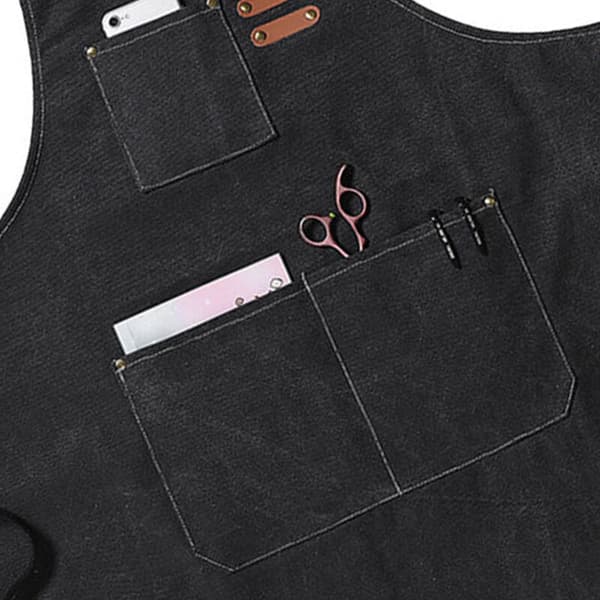 Canvas Kitchen Apron for Men and Women, Cross-Back Chef Apron with 3 Pockets (Purple)