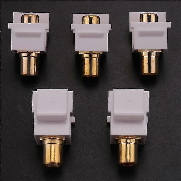 5-pack RCA Jack Insert Connector Socket Female Snap-in Adapter Port Gold Plated Inline Coupler For
