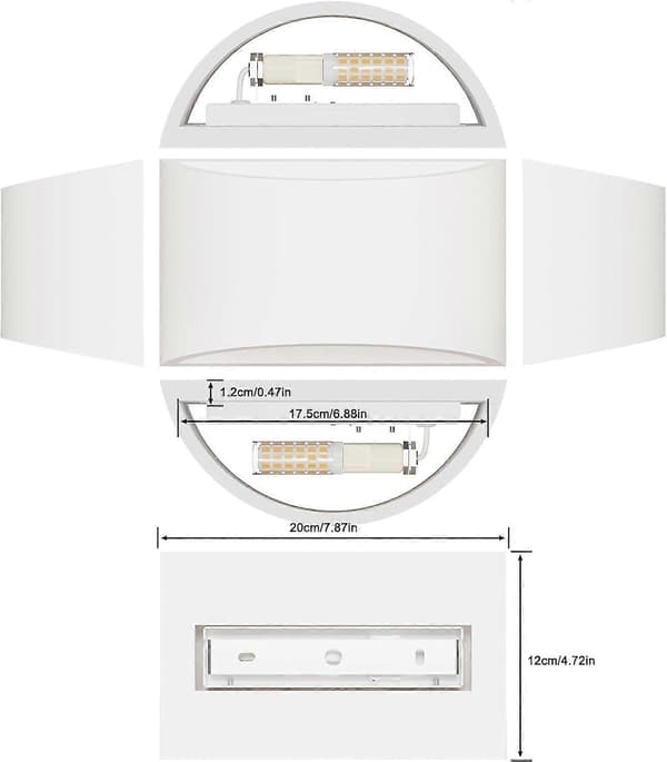 LED Wall Light Indoor, 7W White Plaster Lamp Wall Lamp LED Bulb