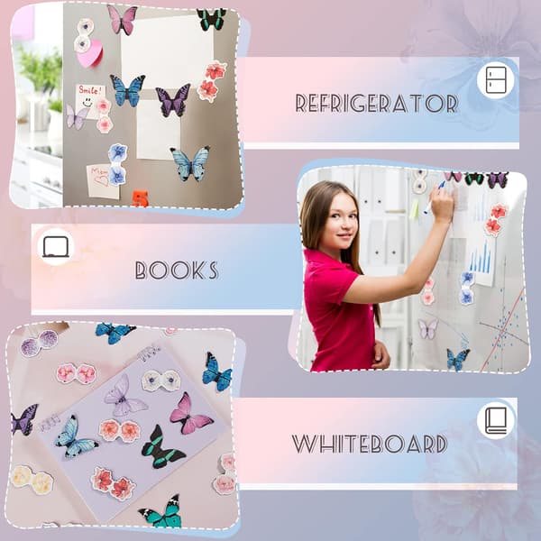 24 Stykker Sommerfugl Magnetiske Bogmærker Magnet Side Foldbare Markører Blomsterclips Studenter Bogelskere Læsning, Kontor Julegaver