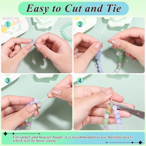 2 Rolls Elastic Thread for Bracelets, Stretchable Magic Elastic Thread Beading Wire Jewelry String for Bracelets, Necklaces, Clay Beads, Pon Parent White Parent White