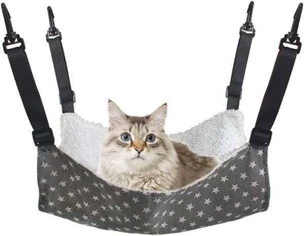 Warm Cat Hammock, Breathable Plush Cat Bed with Adjustable Straps - XL - 57x47 cm (LxW)