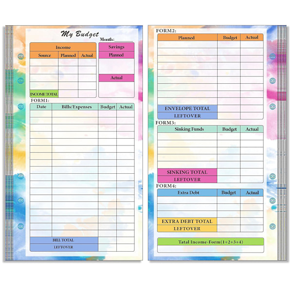 A6 Budget planner refill paper, budget sheet weekly monthly planner