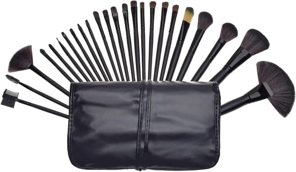 Set med 24 professionella sminkborstar, syntetiskt trähandtag, makeup