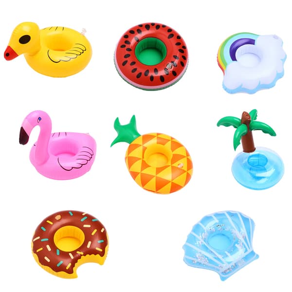 Set med 8 uppblåsbara poolunderlägg, sommar- och strandfestleksaker, stil 21