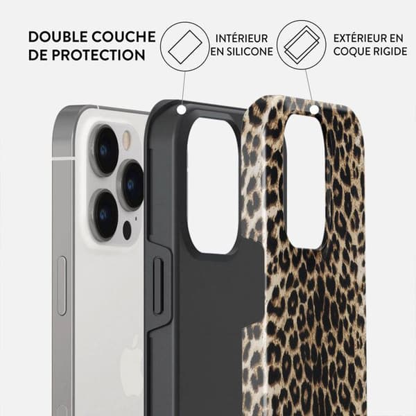 Etui - BURGA - Spiller - iPhone 13 Pro - Stødabsorberende beskyttelse - Leopardmønster brun brun