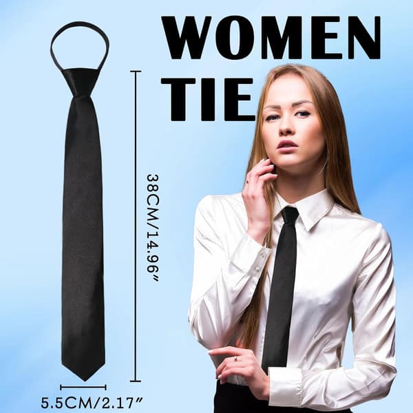 Dame slips, forbundne sorte/røde slips til kvinder justerbar lynlås halsbind sort (bredde 2,17 tommer) - Black (Wide 2.17 In)