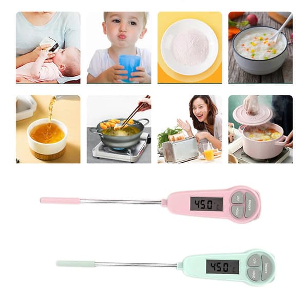 Matlagningstermometer Digital Termometer Matkvalitets Rustfri Sonde Matlaging Grilling Olje Væsketermometer Rosa Pink