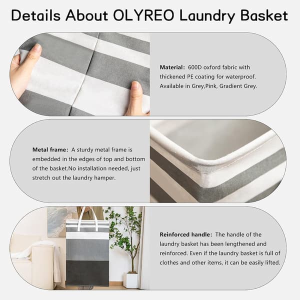 Foldable Laundry Basket 75L, Rectangular Freestanding with Handles for Storing Clothes Toys in Laundry Room
