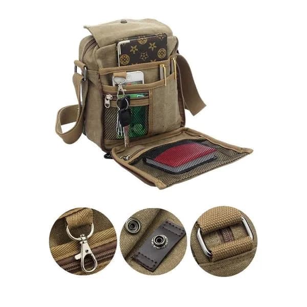 TS-Canvas Skulderveske for Gutter - Khaki