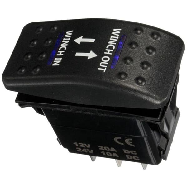 3X 12V 20A Spil Ind-Ud ON-OFF-ON Vippekontakt 7-benet Blå LED