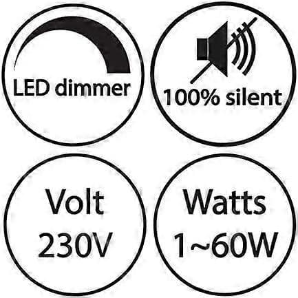 LED-dimmer (strømledning) - 1 til 60 W - Variabel intensitet - Glødelampe - På/Av - 220 til 230 V - 1 W - Transparent