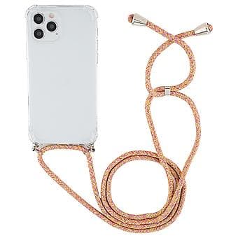 TPU-etui med snor til iPhone 15 Plus (orange lilla)