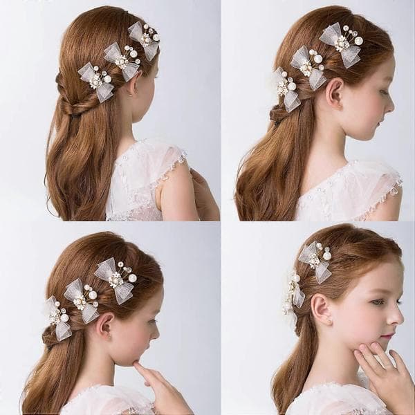 3 stk. krystalperle bryllupshårklemmer med sikkert greb, elegante brudehåraccessories til blomsterpige