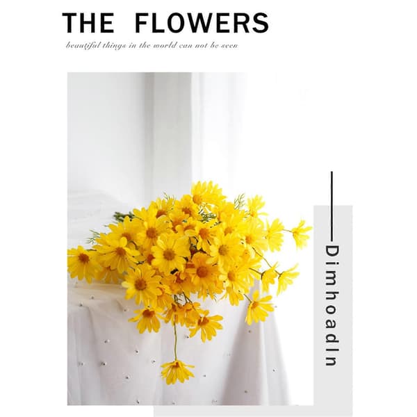Artificial Silk Daisies for Living Room and Kitchen Decoration, Yellow