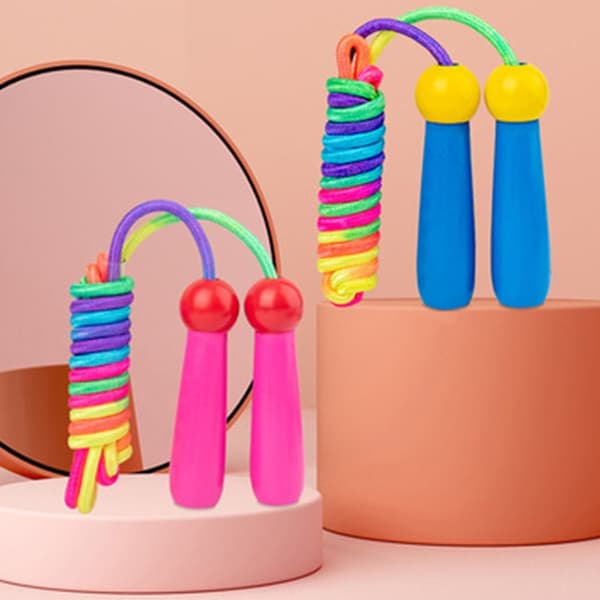 Adjustable Jump Rope Kids 2-pack 240 cm Jump Rope with Wooden Handle