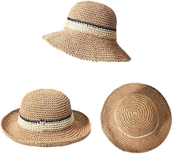 Solhat blød stråhat bred skygge foldbar anti-UV bøtte sommer strandhat