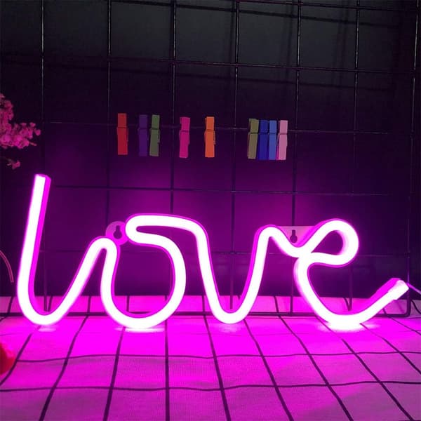 LED Rosa Kärlek Neonljus Väggdekoration USB/Batteridriven