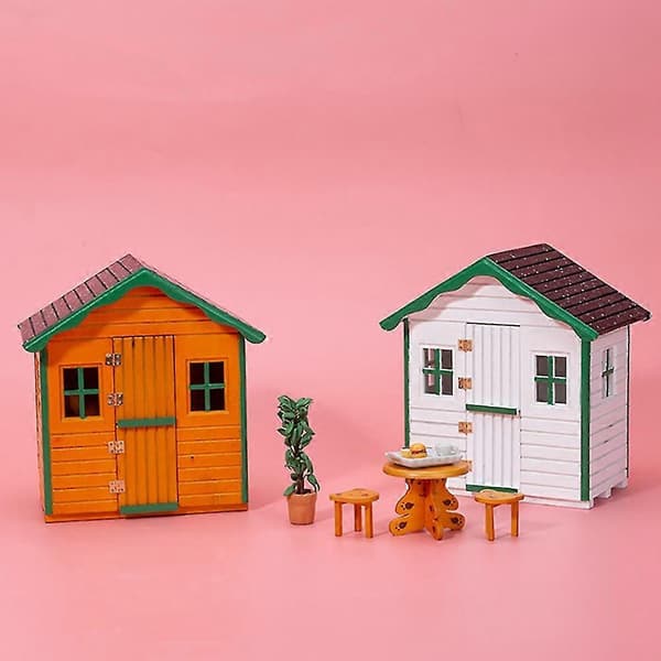 1:12 Dockhus Miniatyr Trä Sött Litet Hus Modell Härlig Villa Dockhus Dekoration, vit