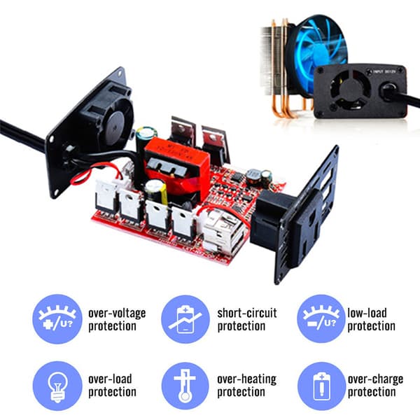 150W Bilstrømomformer DC 12V til 220V AC-omformer med dobbel USB billader EU