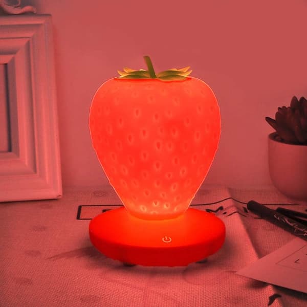 Strawberry Night Light, Cute Silicone Strawberry Lamp, LED Cute