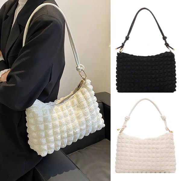 Trendy skuldertasker med stor kapacitet til damer hvid white