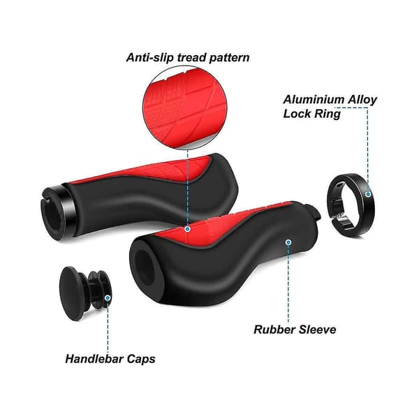 Cykelgreb Ergonomiske Greb Ikke-Gummi Cykelgreb, Cykelstyrgreb Til 22,2 mm E-cykel Rød