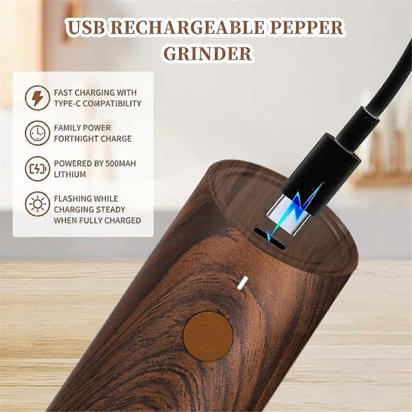Electric Salt and Pepper Grinder Set - Automatic Pepper and Salt Mill Refillable with 6 Adjustable Coarseness Settings (FMY) As Shown As Shown