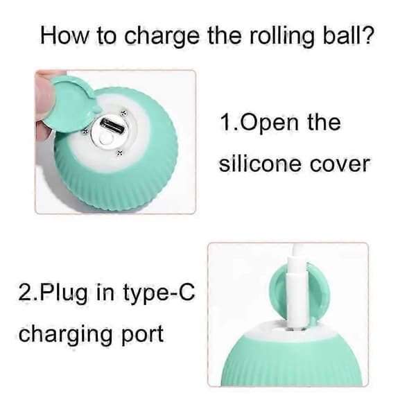 Interactive Cat Toy Ball, Automatic 360° Self-Rolling Ball with USB Rechargeable Toy Ball for Kittens