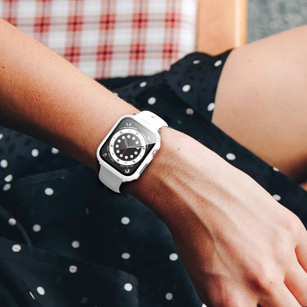 (Transparent) Case Compatible with Apple Watch 44MM, 2 in 1 Protective PC Hardening Case and HD Tempe