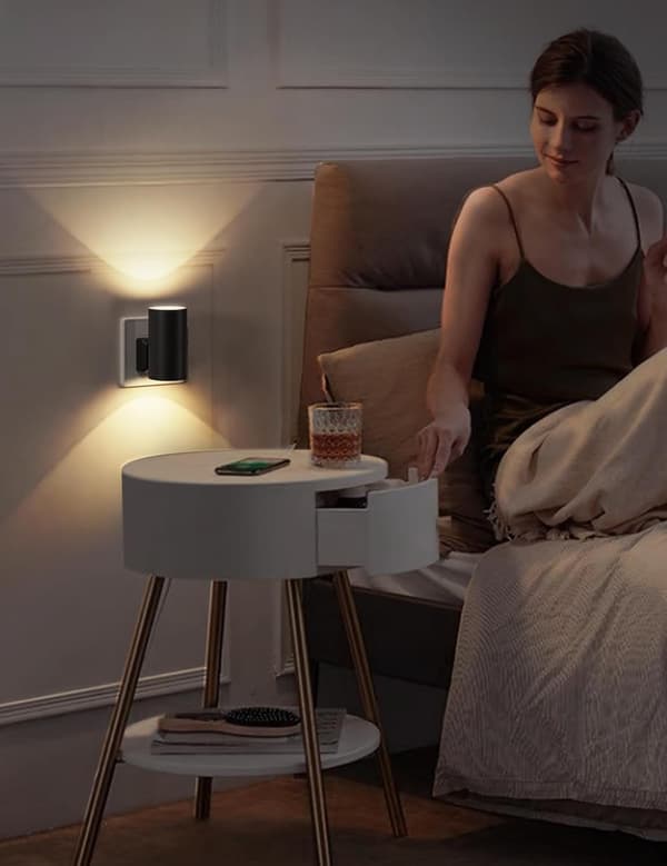 LED Natlampe med Stik, [2-pak] Varm Hvid