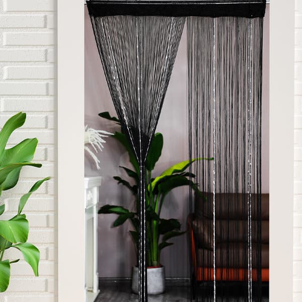 String Curtain 100x200cm Black Drape Window Decorations Room Divider Room Decorations Simple Curtain for Windows